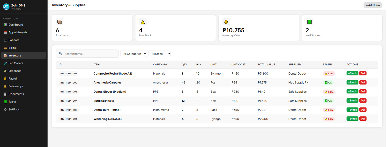 ZclinHealth inventory management