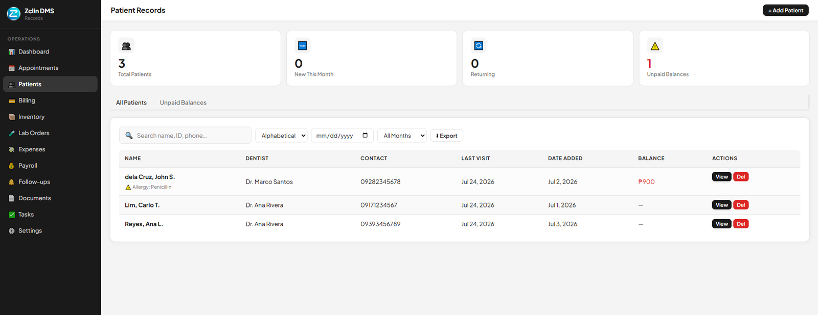 ZclinHealth patient records